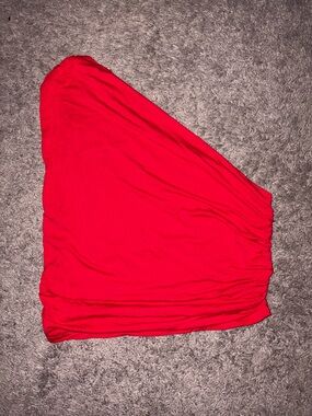 Red One-Shoulder Stretch Top